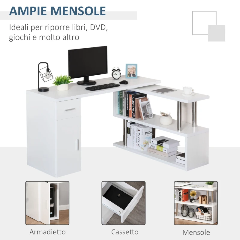 HOMCOM birou unghiular modern, din lemn, 140x107x74.6 cm