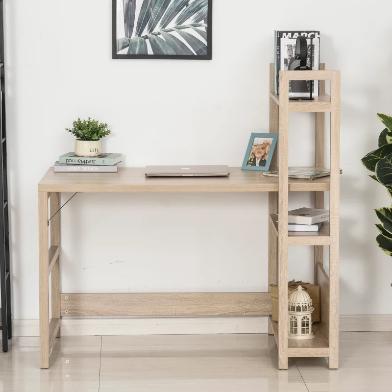 HOMCOM birou cu biblioteca si 3 rafturi, 120 x 67 x 120.5 cm