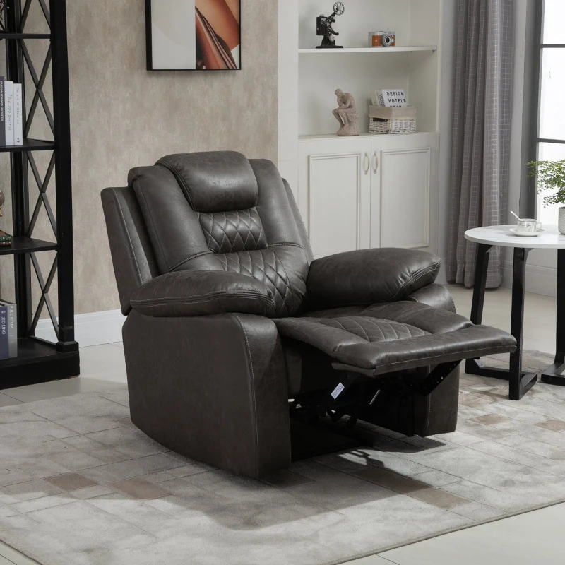 HOMCOM Fotoliu Rabaltabil 150° cu Suport pentru Picioare si Umplutura Suplimentara din Microfibra, Maro 94x95x99cm