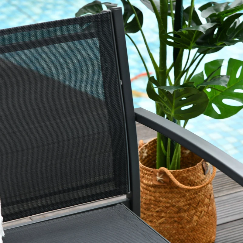 Outsunny Set de Gradina 4 bucati cu Masuta de cafea, 2 Scaune si o Panca in Metal, Negru