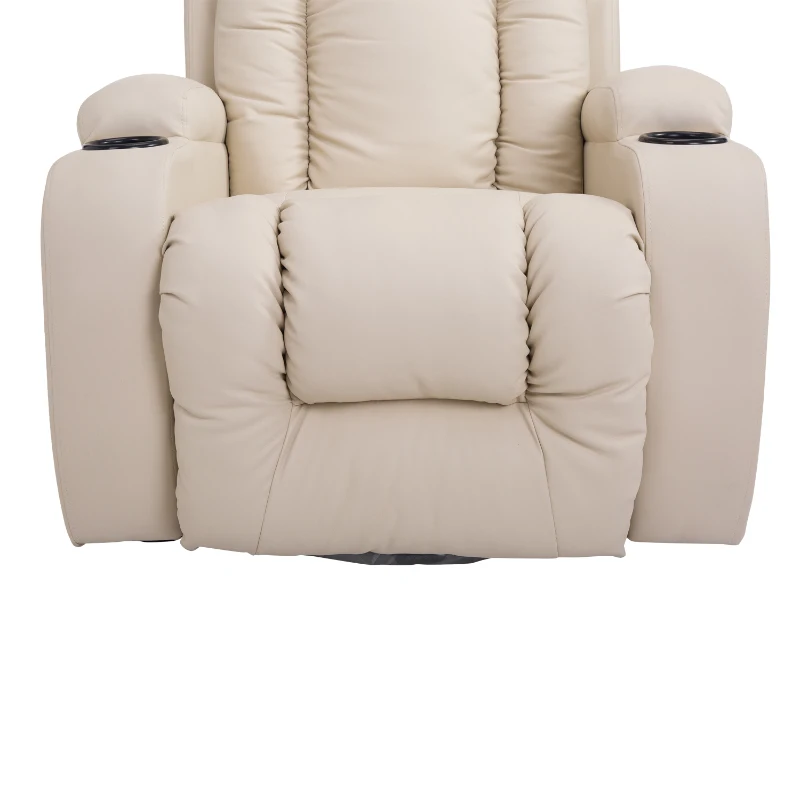 HOMCOM Fotoliu Masaj Rabatabil in Piele Sintetica Bej 8 Zone de Masaj si cu Telecomanda