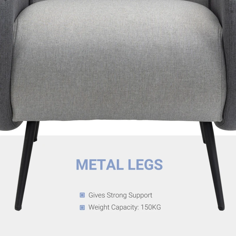 HOMCOM Fotoliu Modern pentru Dormitor Sufragerie Tesatura Gri 72x81x86cm