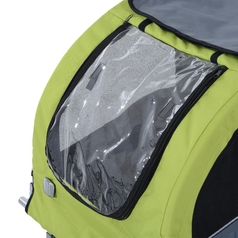 Pawhut Remorca Bicicleta Caini – 130×90×110 cm, Verde & Ventilata