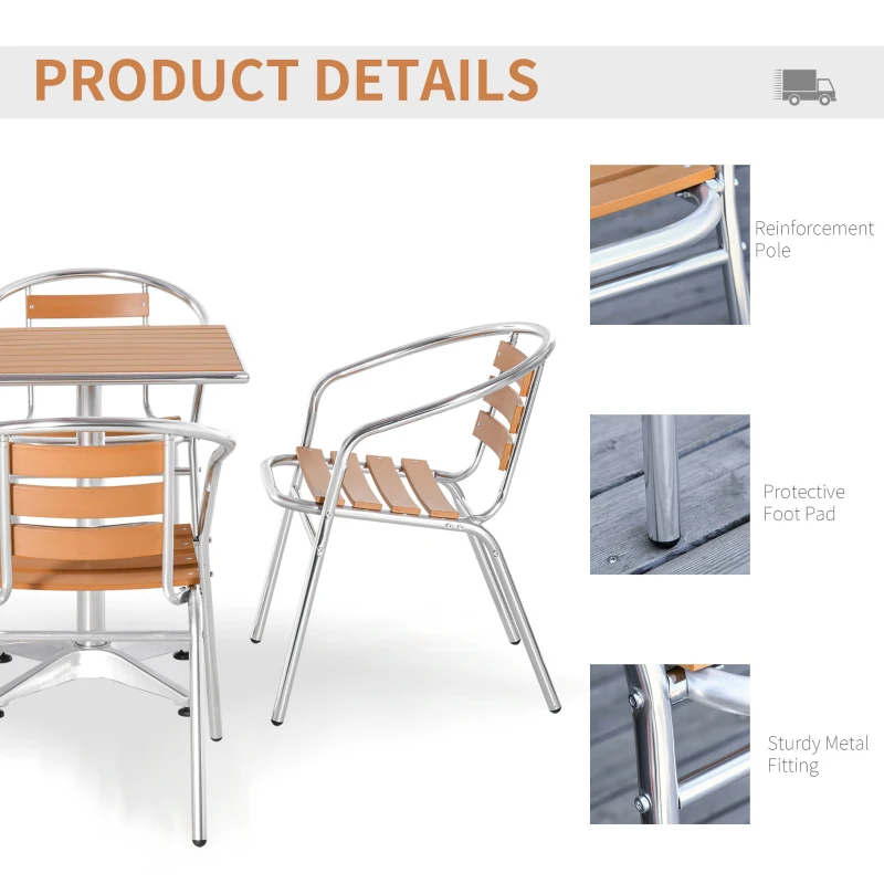 Outsunny set de gradina cu masa si 4 scaune, aluminiu