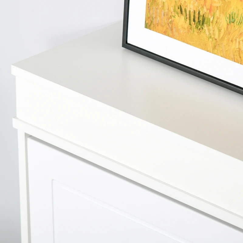 HOMCOM Dulap de Pantofi cu 4 Sertare, Deschidere Batantă și Etajeră Reglabilă, 98x24x83 cm, Alb(m-7)