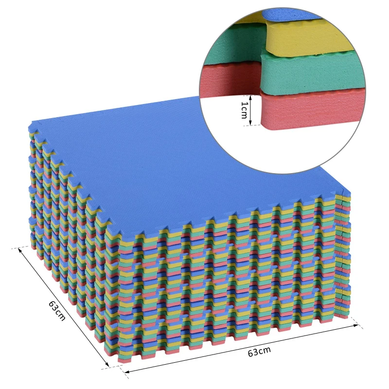 HomCom covor puzzle 32 piese 63x63cm EVA, colorat