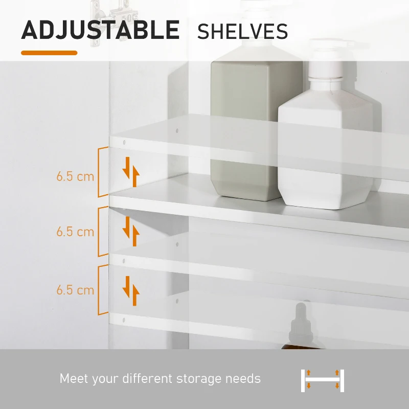 kleankin Dulap cu Oglinda pentru Baie din Lemn Alb si Stejar