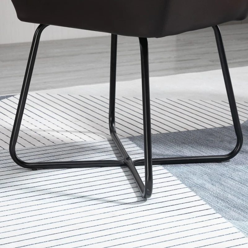 Homcom Set 2 Scaune 60×56,5×85 cm – Piele Sintetica Maro, Design Modern
