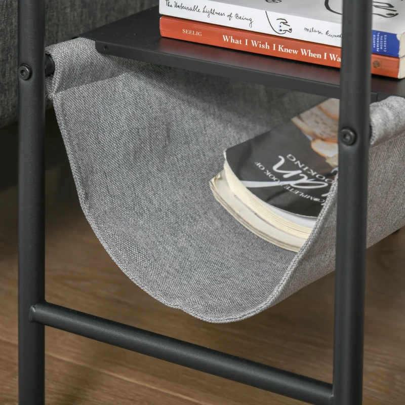 ​​HOMCOM masuta de salon sau dormitor cu raft din tesatura, gri