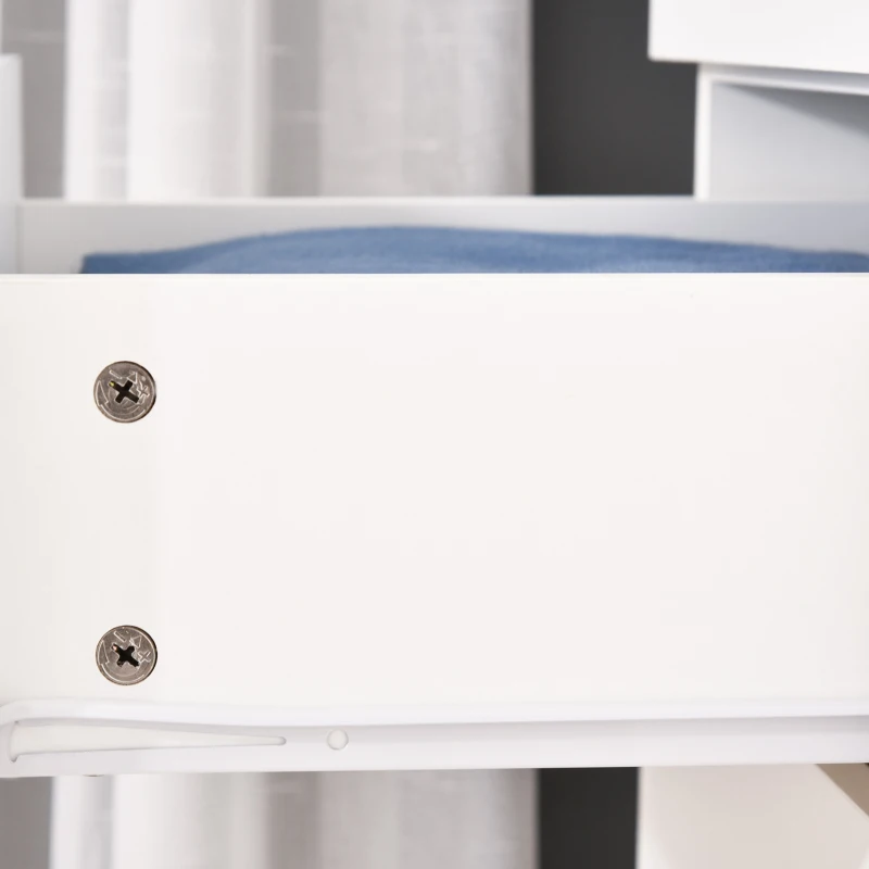 Homcom Garderoba Moderna – Alba cu Oglinda, 2 Usi & 3 Sertare(m-8)