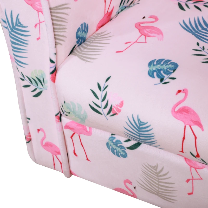Homcom Fotoliu pentru Copii 3-6 ani Captusit cu Spuma de Cauciuc Fantezie Flamingo Roz