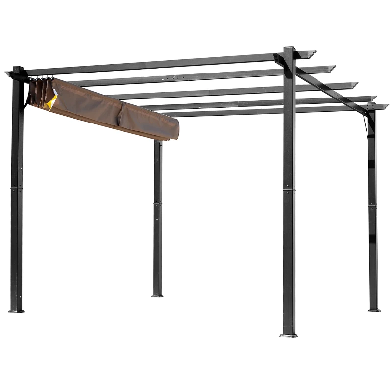 Outsunny Foisor Pergola de Gradina 3X4m Prelata Culisanta in Poliester Impermeabil si Schelet in Aluminiu(m-12)