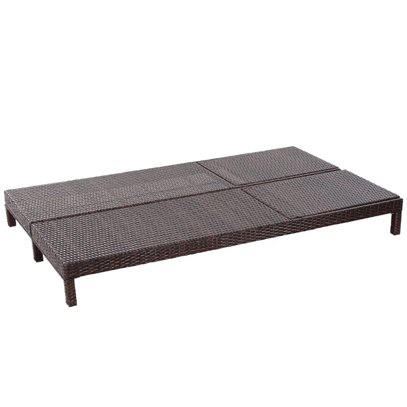 Outsunny Sezlong cu 2 Locuri din PE Ratan Maro cu Saltea Alba 195 x 120 x 28 cm