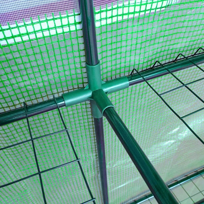 Outsunny Sera de Perete cu 2 Rafturi pentru Plante si Flori din Otel si PE, 200x100x213cm - Verde