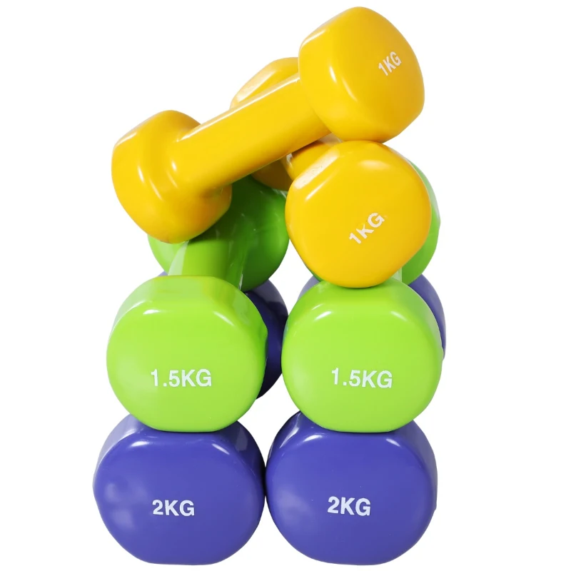 HOMCOM set 4 perechi greutati, cu valiza, 0.5kg, 1kg, 1.5kg, 2 kg
