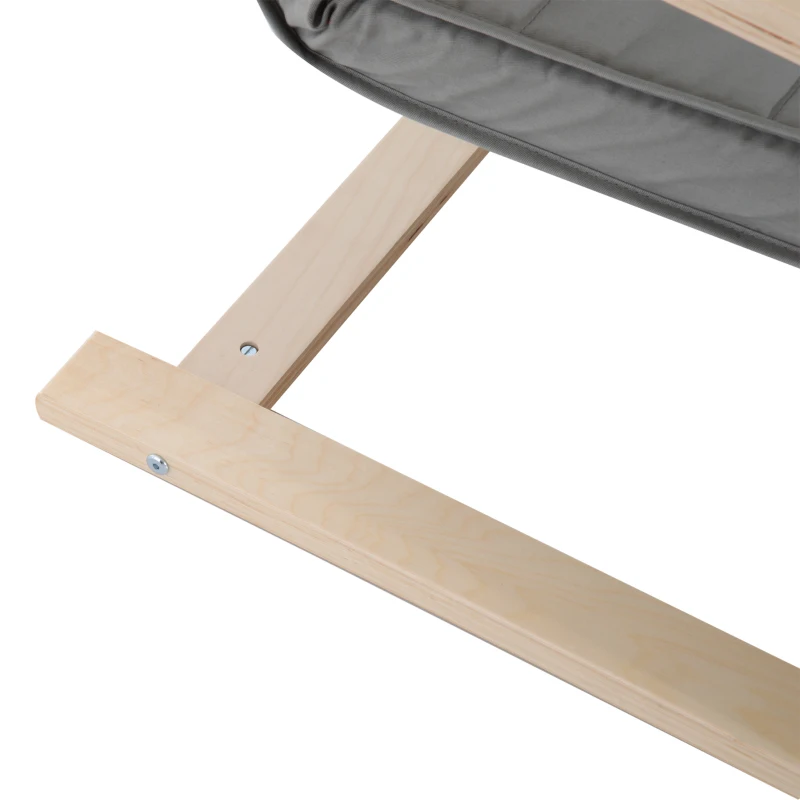 HOMCOM Fotoliu Relax cu Suport pentru Picioare pe 5 Niveluri si Tetiera din Lemn de Mesteacan