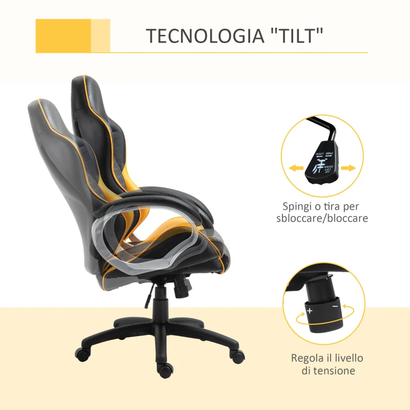 Vinsetto Scaun de Birou Ergonomic Inaltime Reglabila Balansoar si Roti