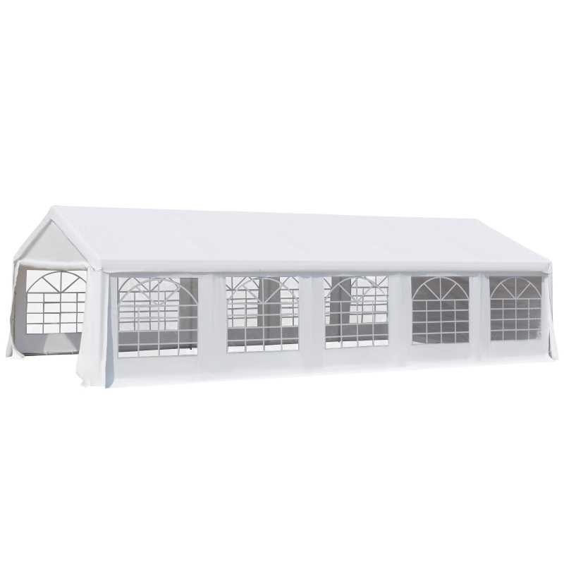 Outsunny cort gradina cu pereti si ferestre 9.75x4.85m, alb