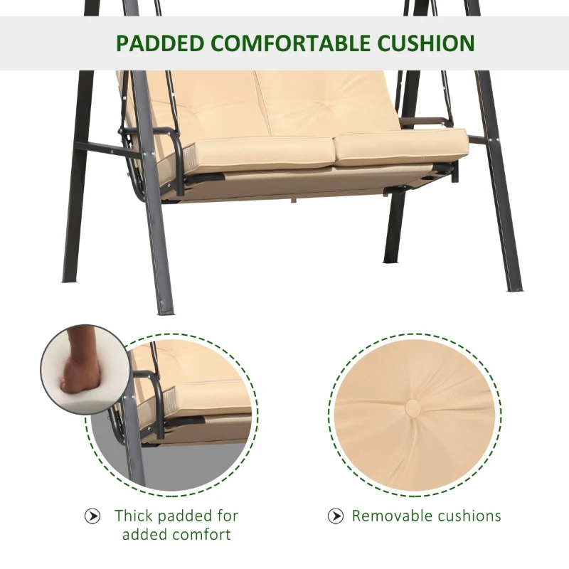 Outsunny Balansoar de Gradina cu 2 locuri, Acoperis reglabil si Structura din otel, 138 x 106 x 174cm