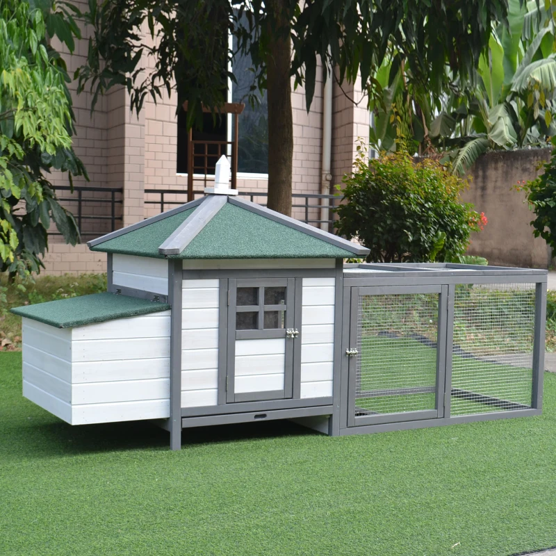 PawHut cotet din lemn de pin, 196x76x97cm, gri