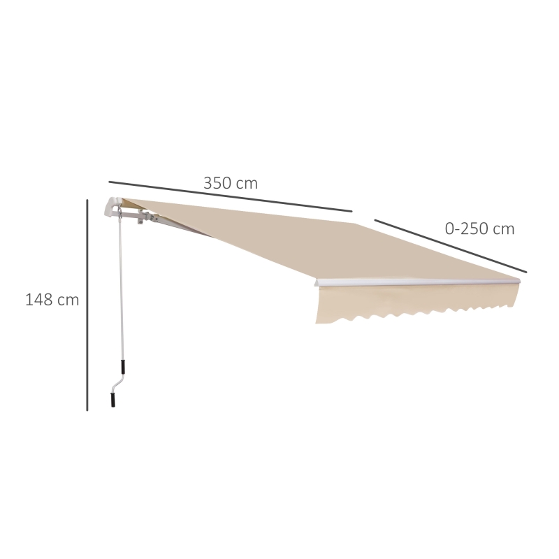 Outsunny Copertina Soare de Exterior cu Brate 3.5x2.5m Reglare cu Manivela