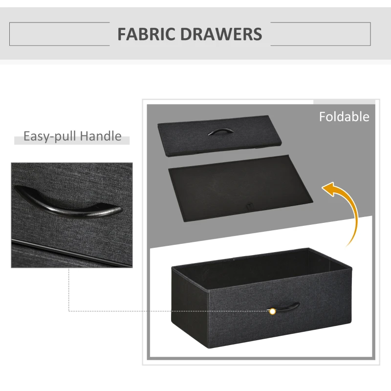 HOMCOM Comoda multifunctionala cu 3 sertare pliante din material textil 58x29x81.5cm