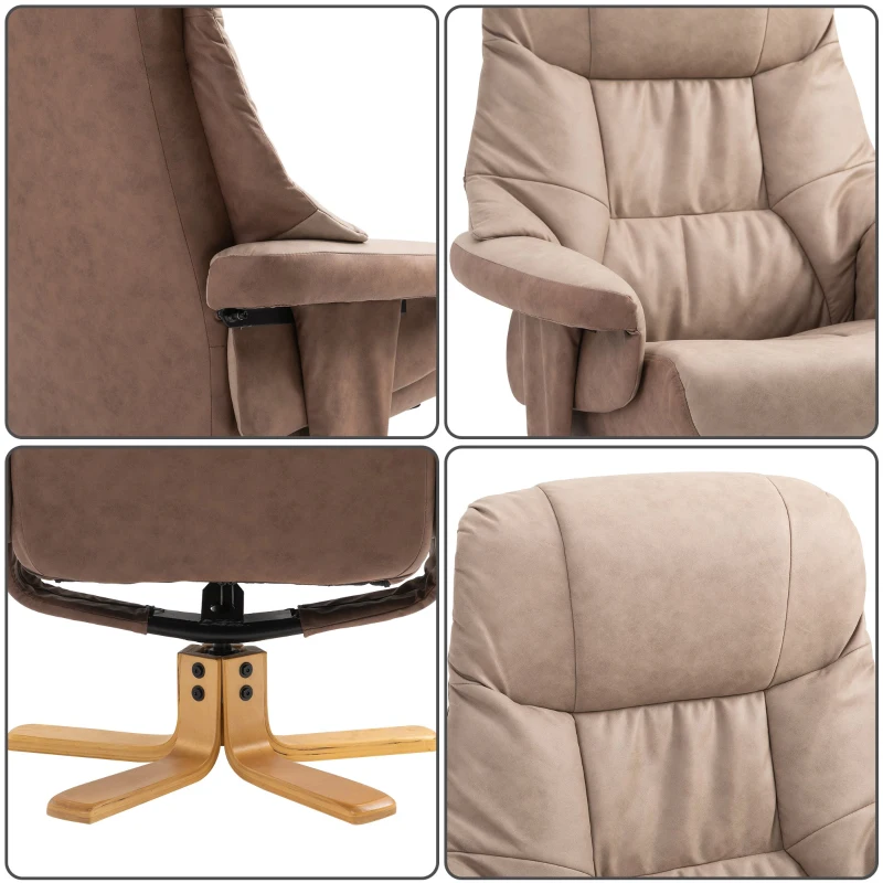 Homcom Fotoliu Rotativ si Rabatabil cu Pouf Coordonat di Piele Ecologica Maro