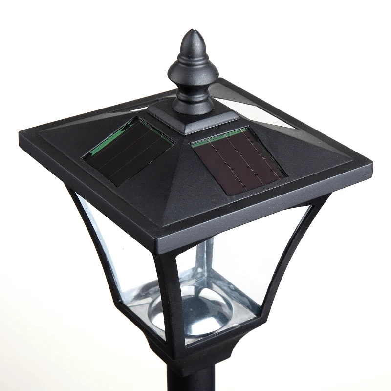 Outsunny Felinar de Gradina Led Panouri Solare, Negru, 120cm
