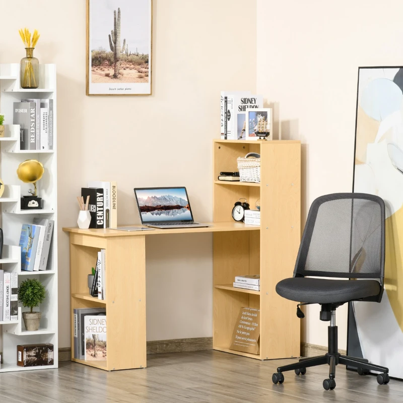 HOMCOM Birou modern cu Librarie din Lemn 120x55x120cm