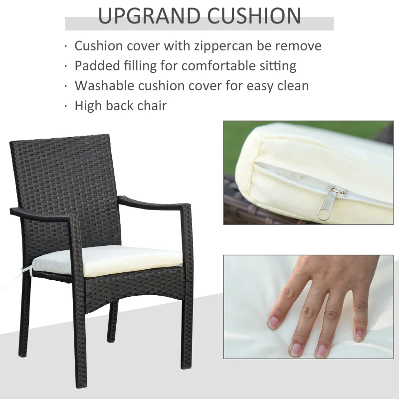 Outsunny Set 4 Scaune de Gradina si Masa cu blat d Sticla Mobilier Ratan PE