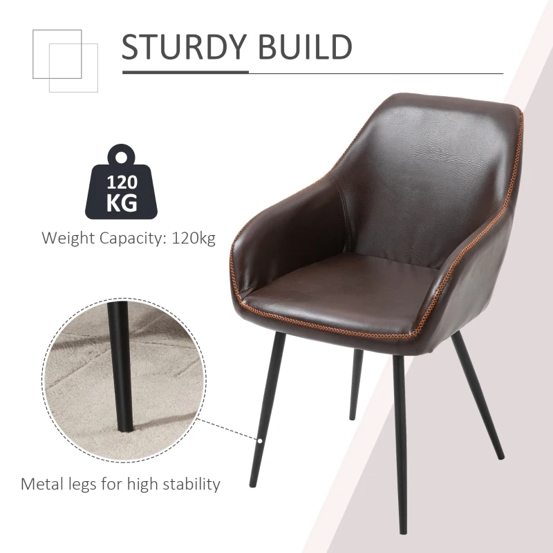 HOMCOM Scaun Stil Industrial, Piele ecologica/Metal, 61x58x84cm, Maro