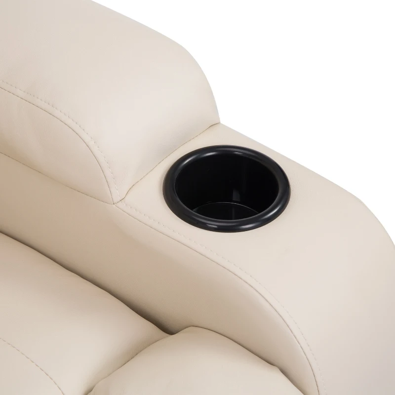 HOMCOM Fotoliu Masaj Rabatabil in Piele Sintetica Bej 8 Zone de Masaj si cu Telecomanda