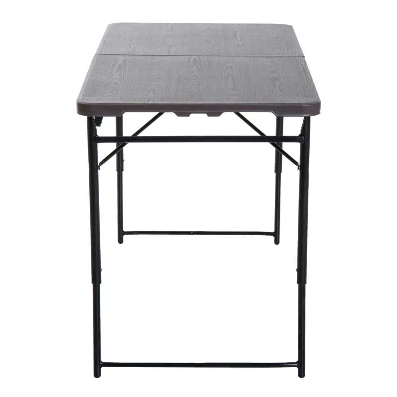 Outsunny Masa Camping Pliabila Portabila cu Inaltimea Reglabila Efect Lemn 122x61x53 / 71,5cm