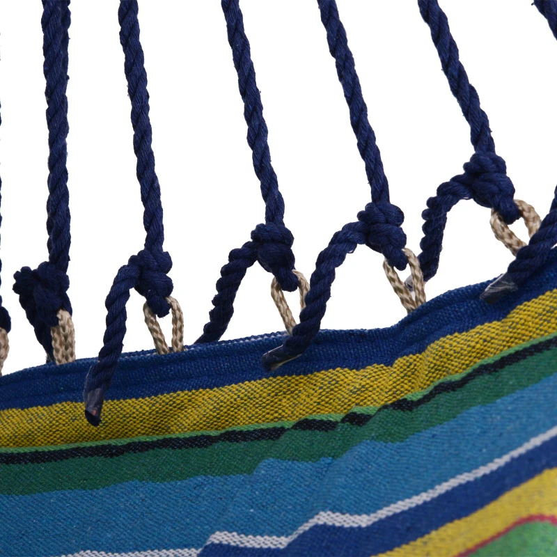 Outsunny Hamac Scaun Acoperis cu Taburet in Lemn Galben si Albastru