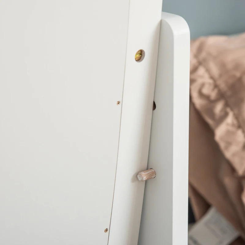 HOMCOM oglinda reglabila cu suport, 47.5x45.5x154.5cm, alba