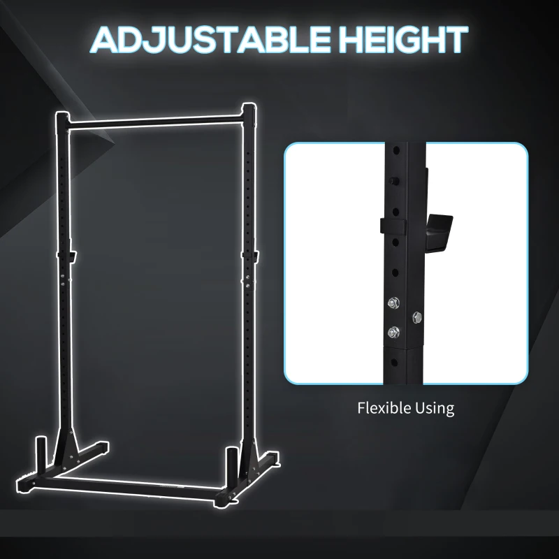 HOMCOM Suport pentru Haltere cu Inaltime Reglabila pe 32 Niveluri de 26-196cm Statie Fitness din Otel - Negru