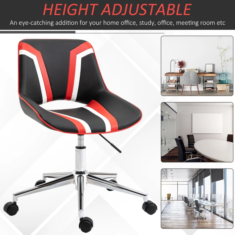 HOMCOM Scaun de Birou Pivotant si Reglabil Stil Gaming, din Piele Ecologica