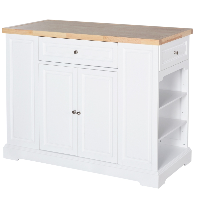 HOMCOM Carrello da cucina Credenza 3 cassetti scaffali aperti pieghevoli bianco