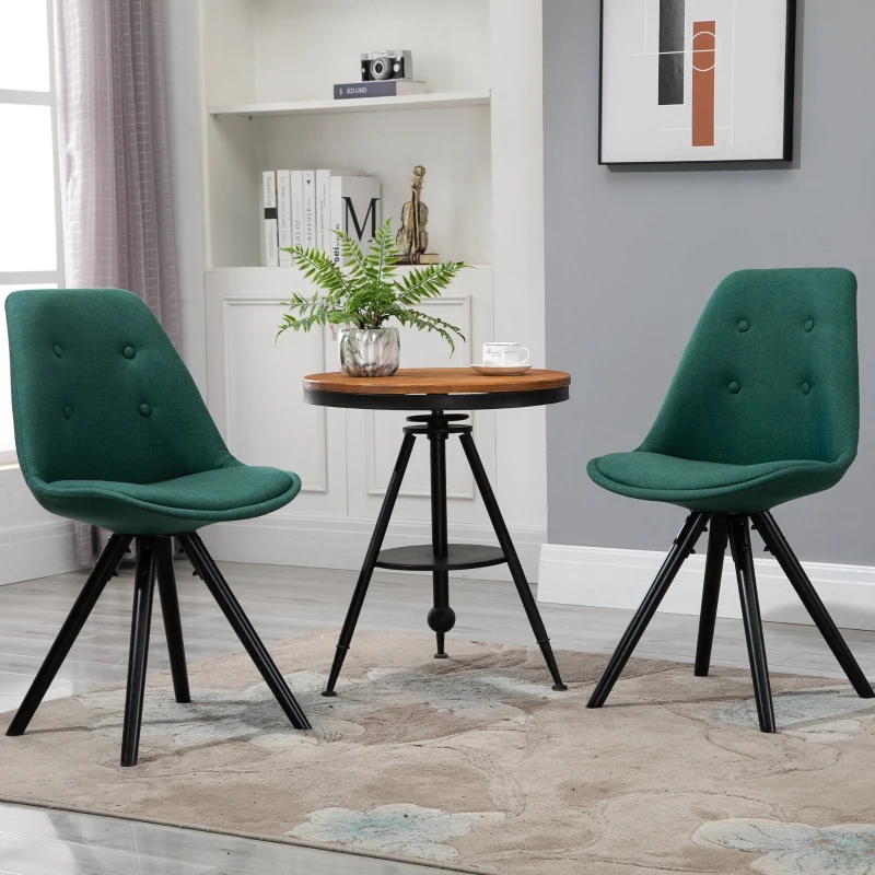 HOMCOM Set 2 Piese Scaune de Pranz captusite design modern pentru sala de pranz verde
