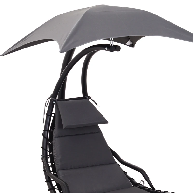 Outsunny Sezlong Suspendat Relax Chaise Longue de Lux cu Acoperis, Gri 190L×115L×190Hcm