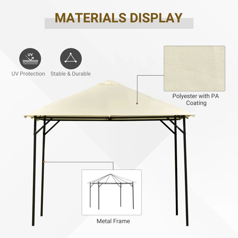 Outsunny Foisor Gradina 3x3m din metal cu Acoperis dublu, alb Cream