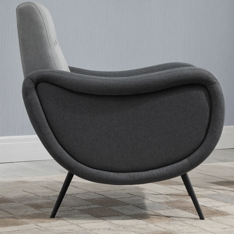 HOMCOM Fotoliu Modern pentru Dormitor Sufragerie Tesatura Gri 72x81x86cm