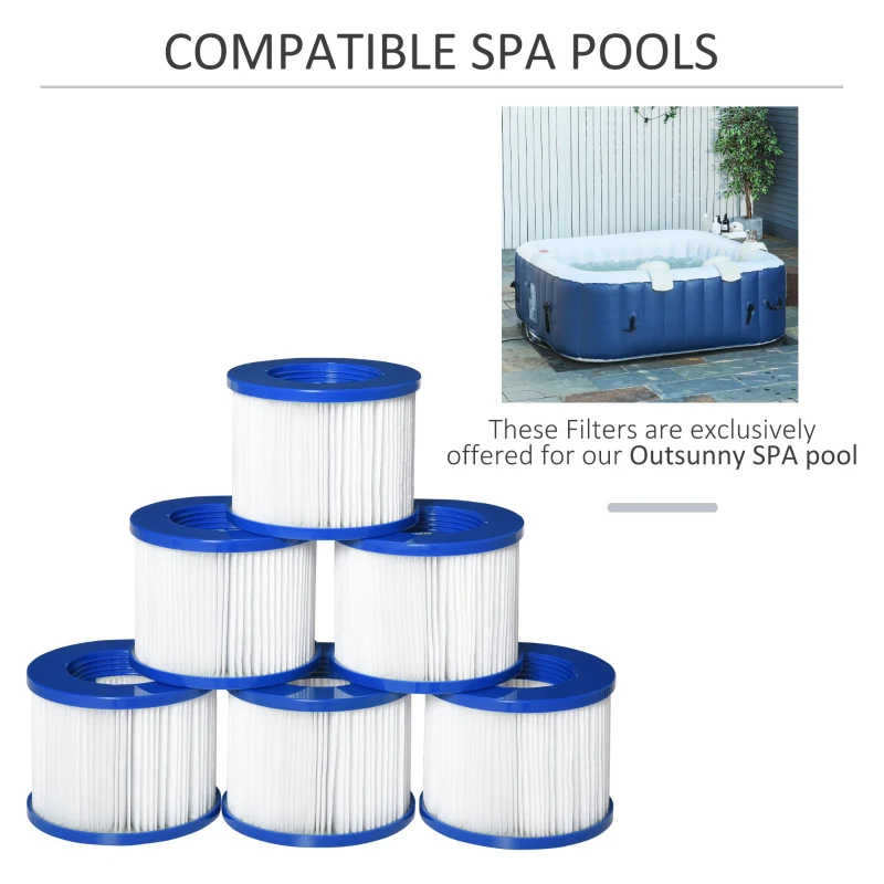 Outsunny Set de 6 Filtre de Inlocuire pentru Piscina Gonflabila cu Hidromasaj
