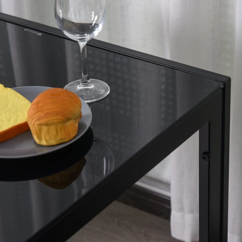 HOMCOM Set de luat masa 4 Scaune tapitate si 1 Masa pentru 4 persoane negru