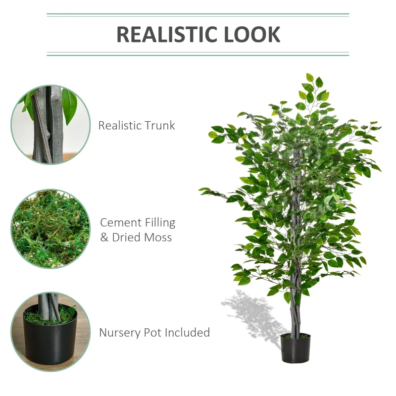HOMCOM ficus artificial, ghiveci inclus, 135 cm, verde(m-5)