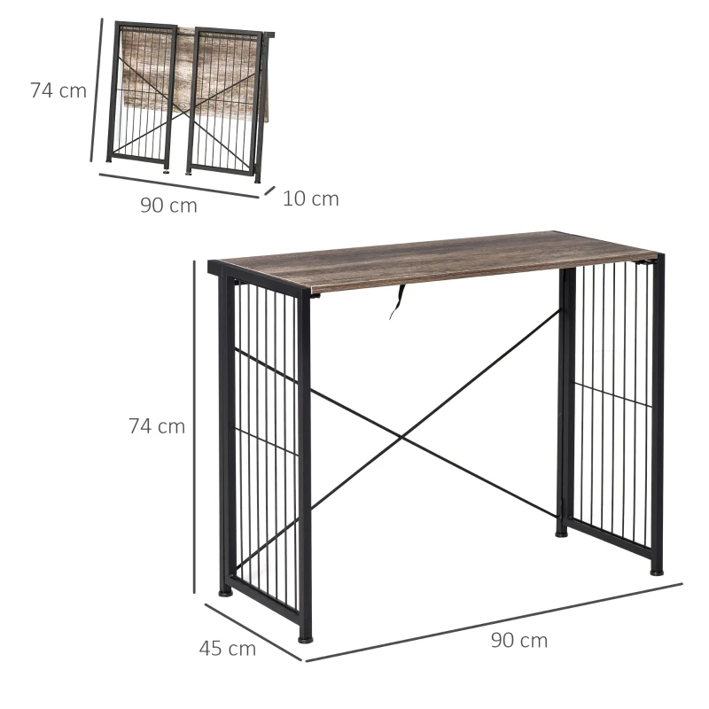 HOMCOM Birou Pliabil Stil Industrial pentru Casa si Birou 90x45x74cm