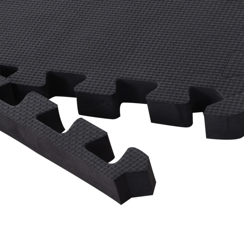 HOMCOM Covor Puzzle in EVA pentru Casa si Sala Nealunecoasa 8 Bucati cu Margini,Negru 63.5x63.5x2cm