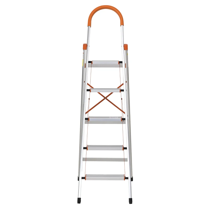 HOMCOM Scara Profesionala din Aluminiu cu 5 Trepte Pliabila si Economie de Spatiu