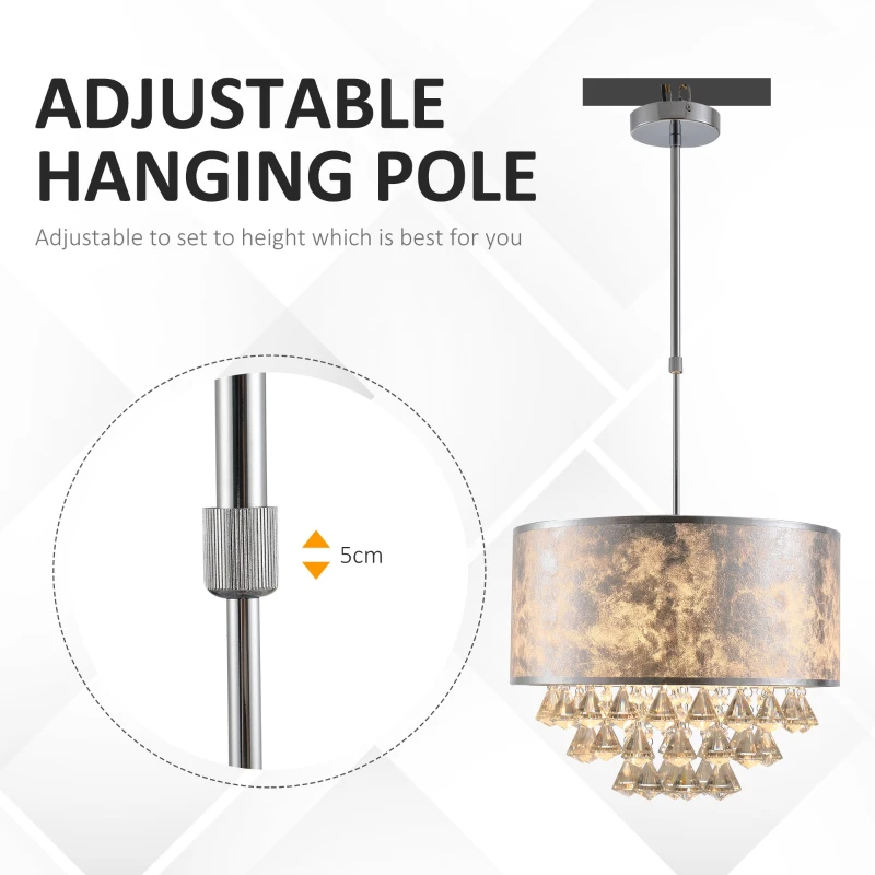 HOMCOM Candelabru Modern din Cristal Inaltime Reglabila, 44 Pandantive din Sticla