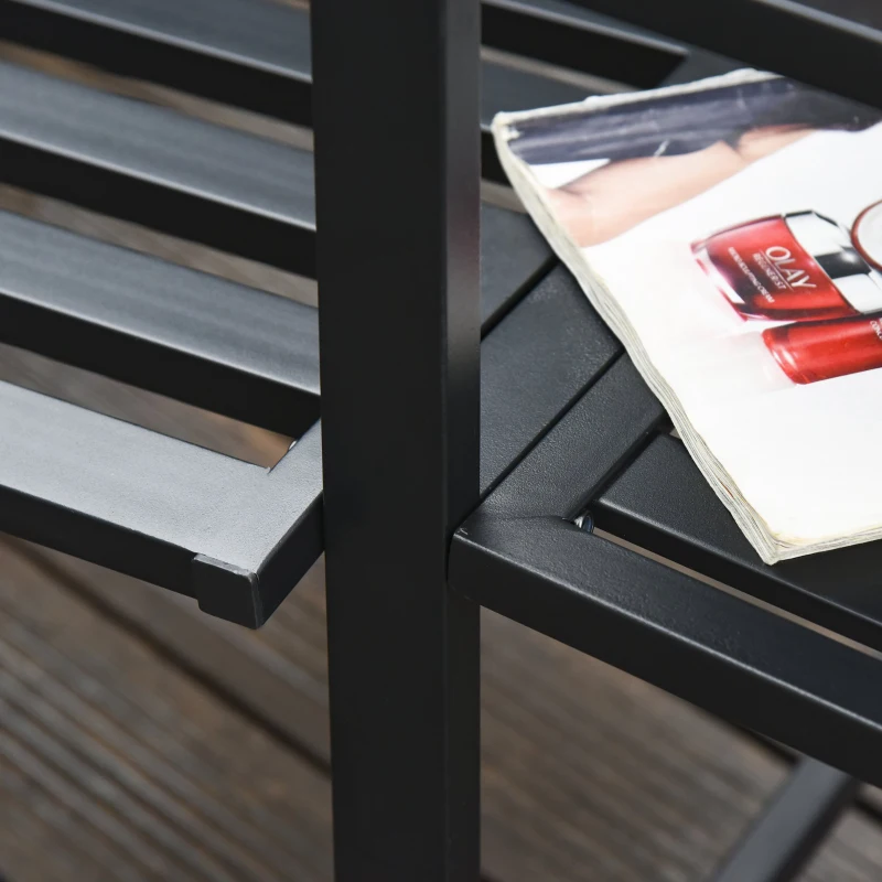 Outsunny Set Masuta si Scaune de Gradina de Exterior din Metal Negru